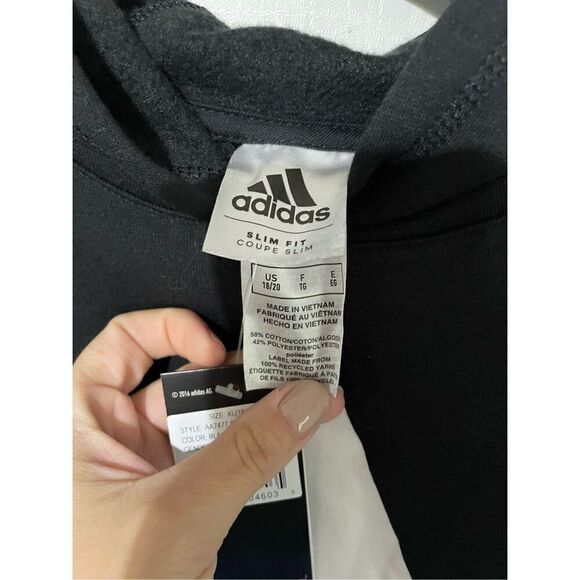 Adidas Boys XL Essential Black Pullover Sweatshirt Hoodie NWT Activewear - Picture 4 of 5